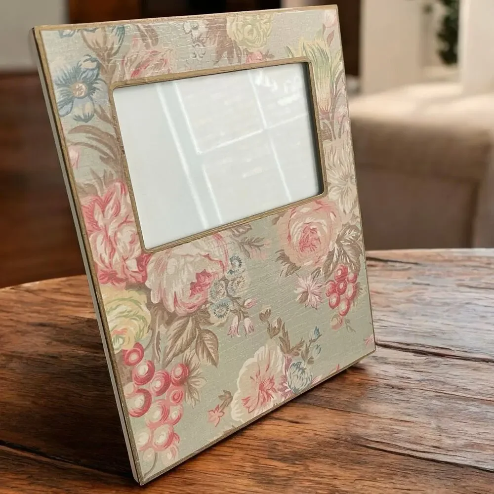 Marye-Kelley Decoupage Picture Frame Floral Cottagecore Vintage Style 4x6 Multi